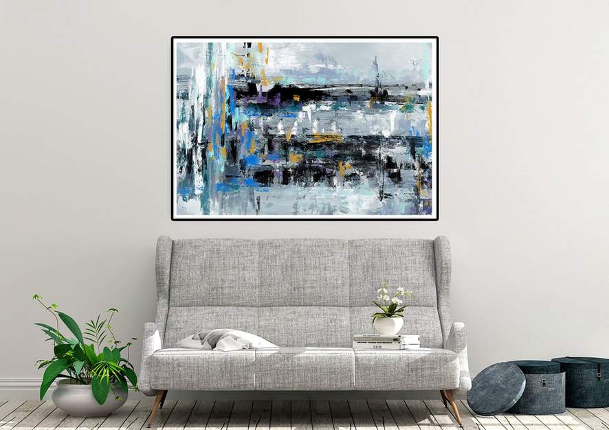 blue grey wall art